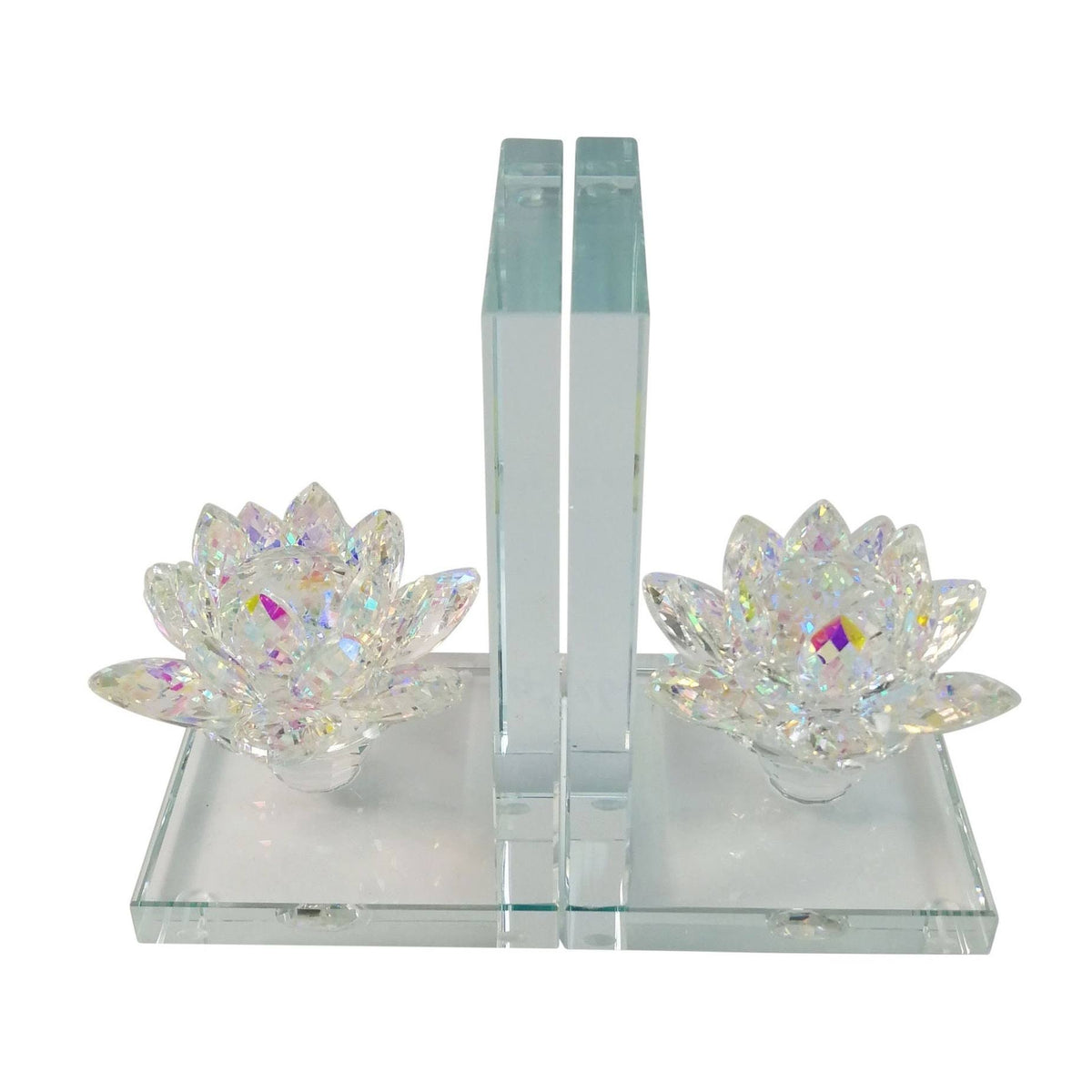 Rainbow Crystal Lotus Bookends F122