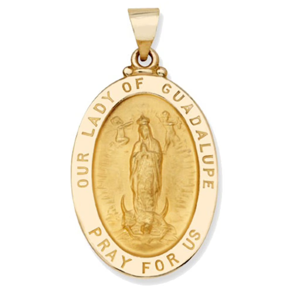 14k Yellow Gold Oval Religious Medal Pendant Y6115