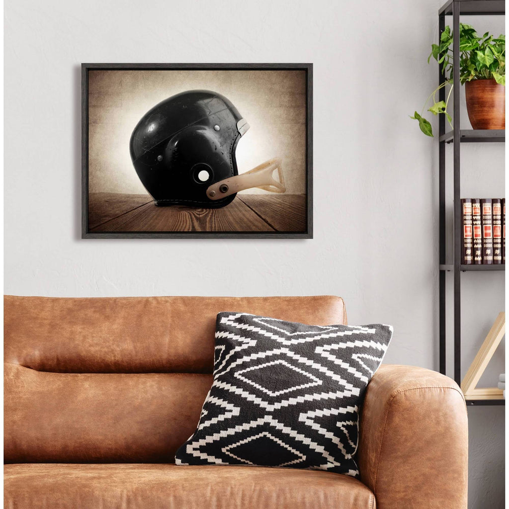 Vintage Helmet Framed Canvas J125131