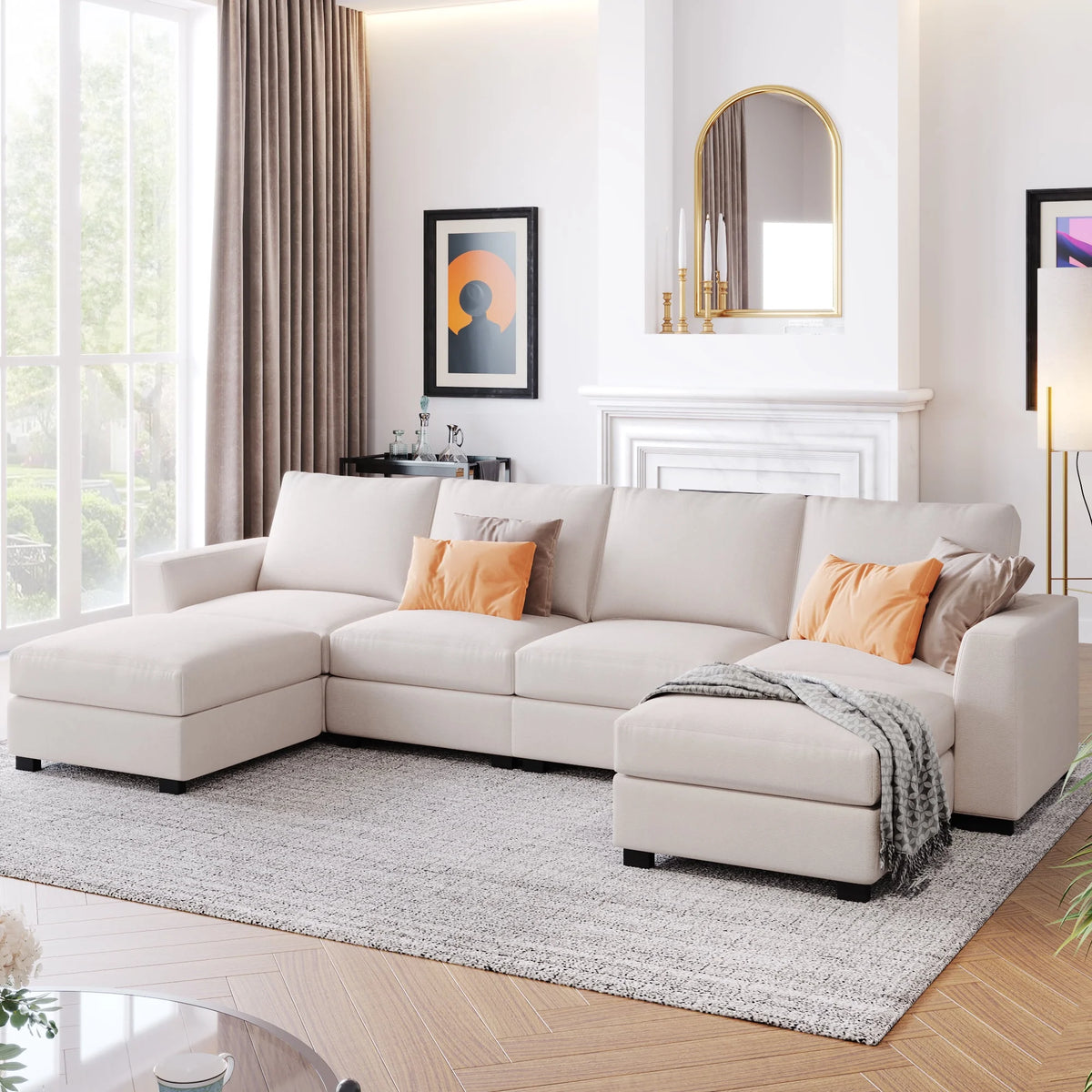 U Shaped Sofa with Removable Ottomans C9447
