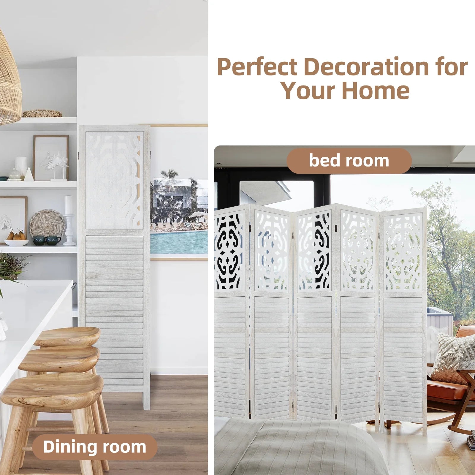 White 6 Panel Room Divider Y807