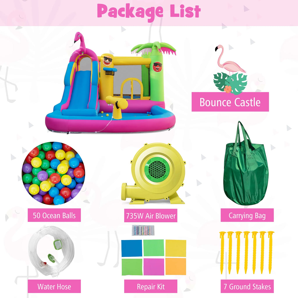 Tropical Inflatable Bounce Castle with Ocean Ball and 735W Blower H499