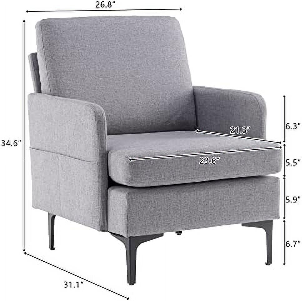 Dark Gray Fabric Lounge Chair with Metal Legs O589869