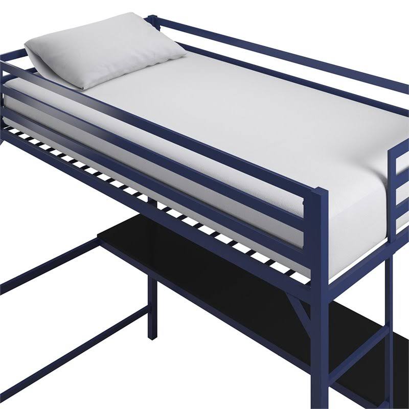 Twin Metal Loft Bed with Desk in Blue E910