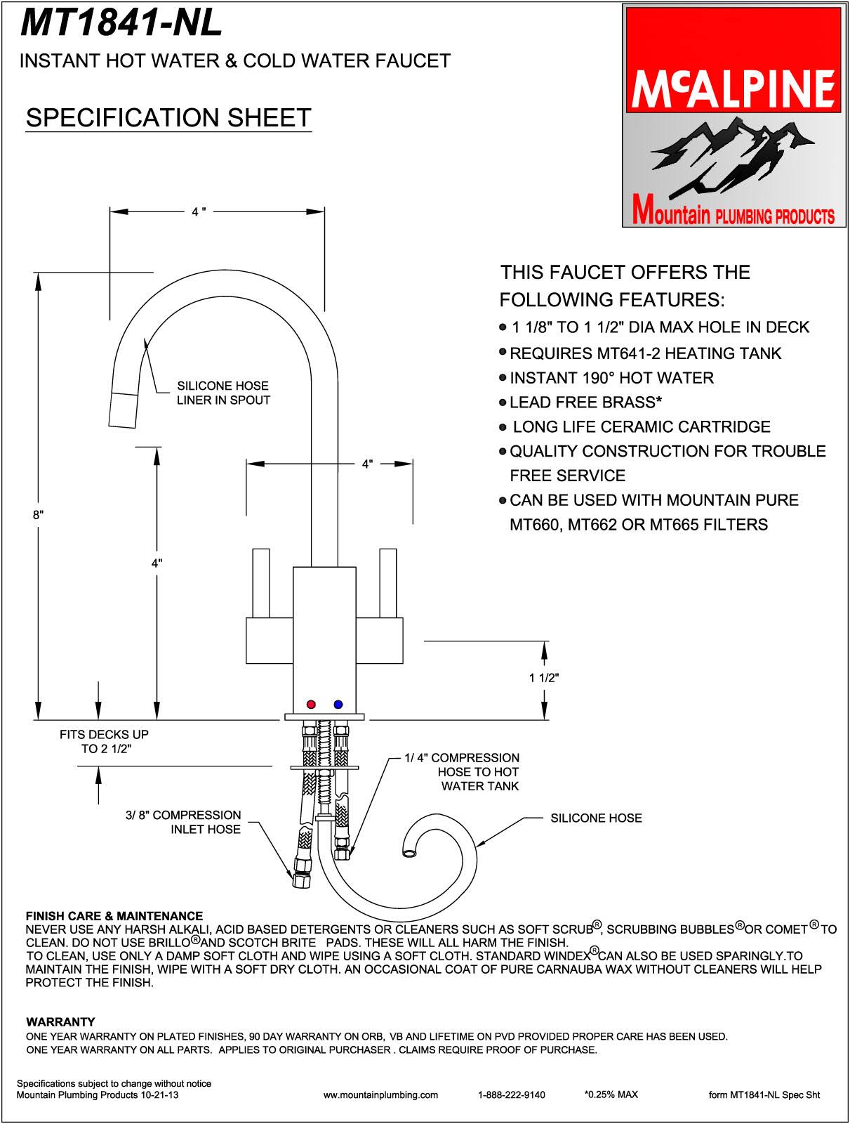 Brushed Stainless Steel Hot & Cold Water Faucet U69940