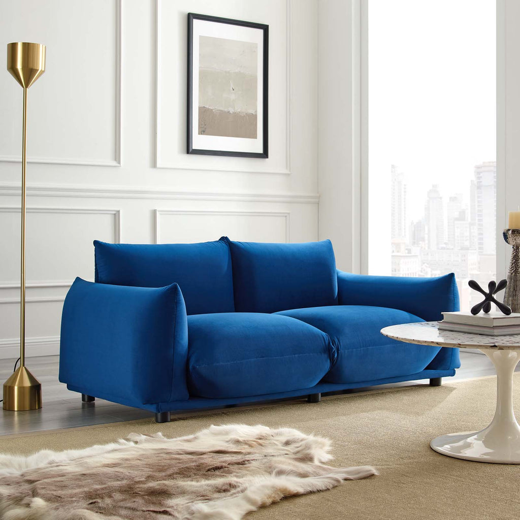 Blue Navy Velvet Loveseat Sofa C353154