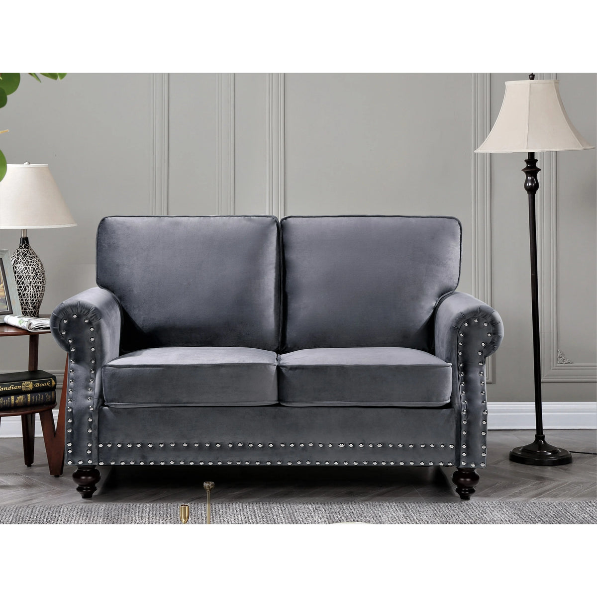 Dark Blue Velvet Loveseat I633