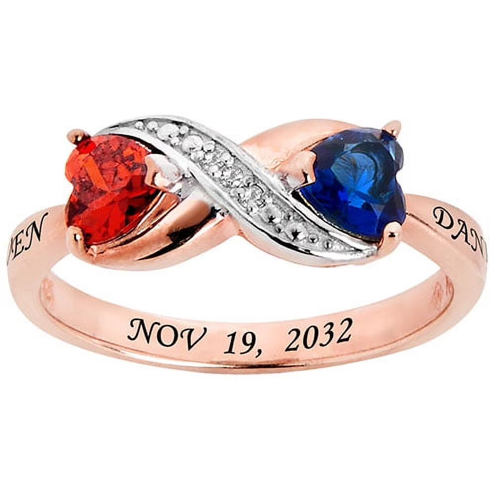 14K Rose Gold over Sterling Heart Infinity Diamond Accent Ring A167