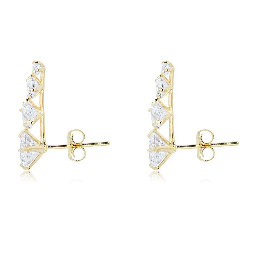10K Yellow Gold Ear Crawler CZ Earrings J35497