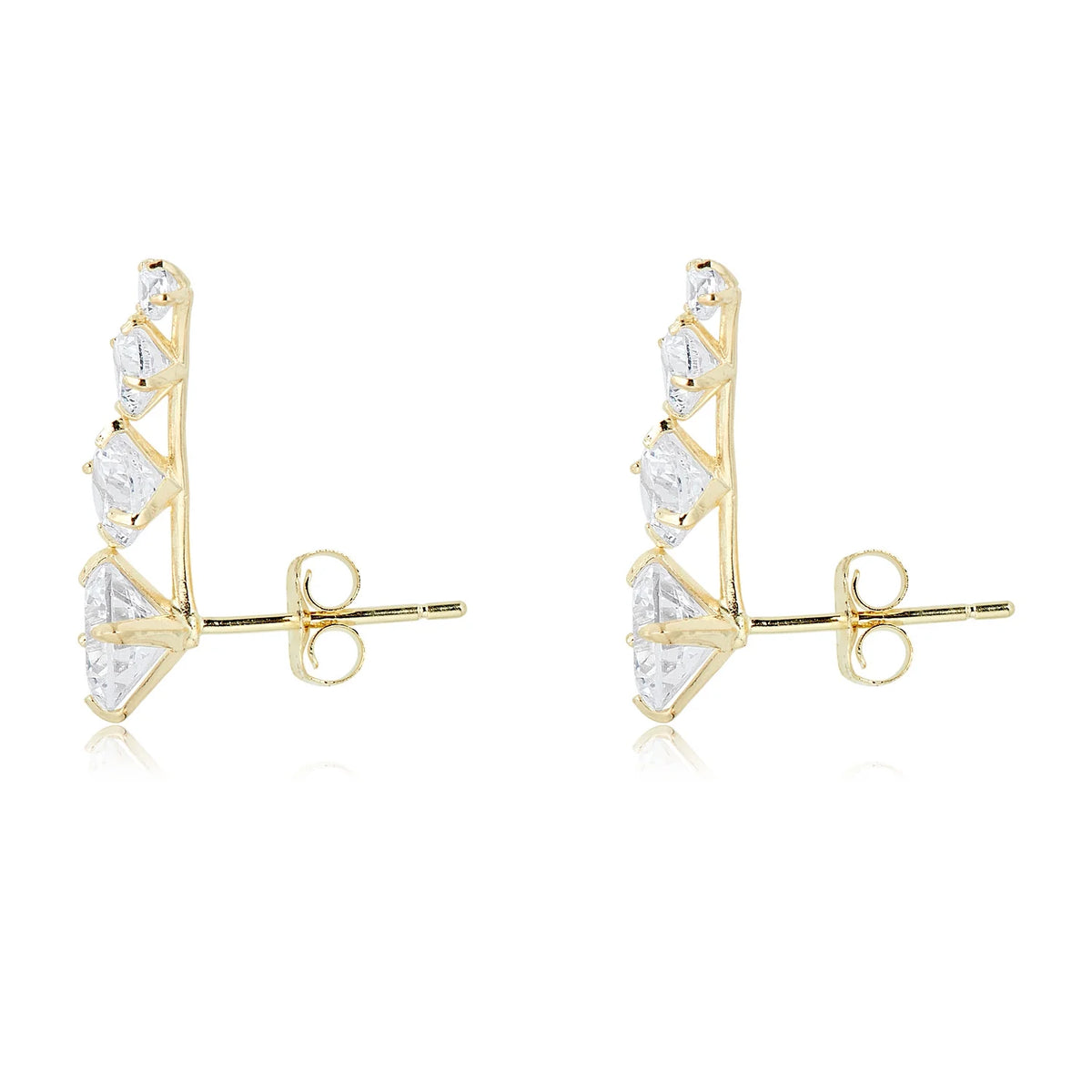 10K Yellow Gold Ear Crawler CZ Earrings J35497