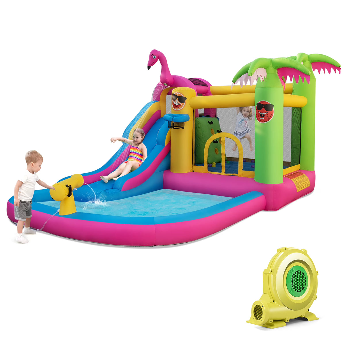 Tropical Inflatable Bounce Castle with Ocean Ball and 735W Blower H499