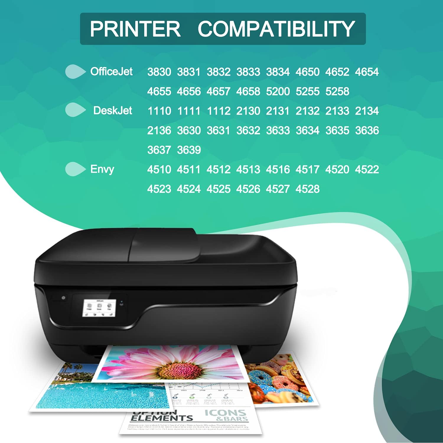 Remanufactured Ink Cartridge 63 for HP Printer (2 Black 2 Tri-Color) T881028