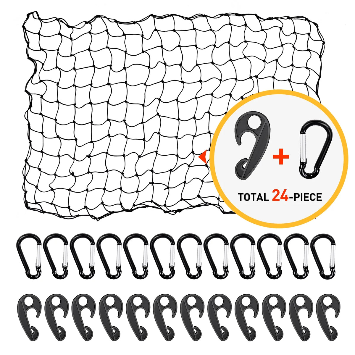 4'x6' Bungee Cargo Net Stretches to 8'x12' with 24 Universal Hooks Y97908