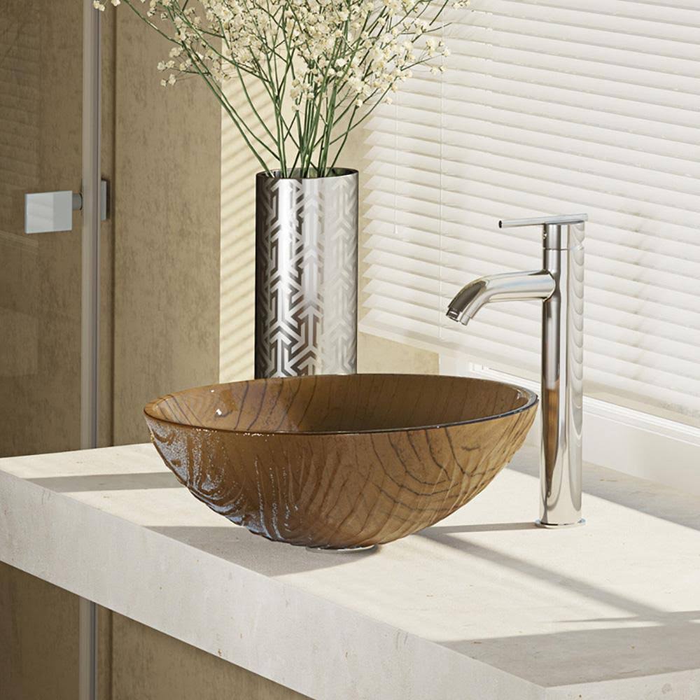 16-5/8x22 Glass Vessel Bathroom Sink with Vessel Faucet U252782