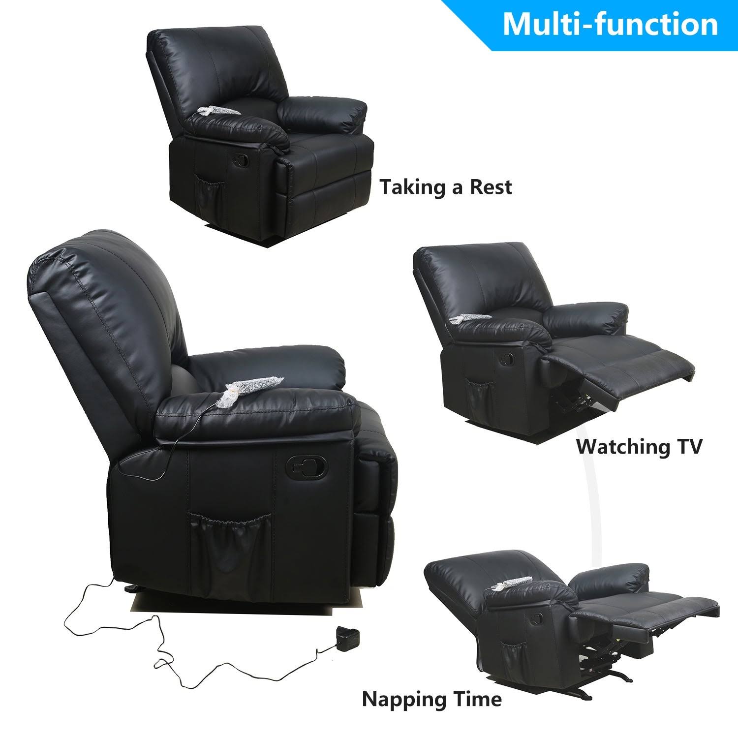Black PU Leather Rocker Recliner H376605
