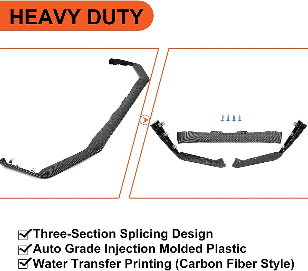 Carbon Fiber Look Front Bumper Lip Spoiler Splitter Side Body Kit Q42452