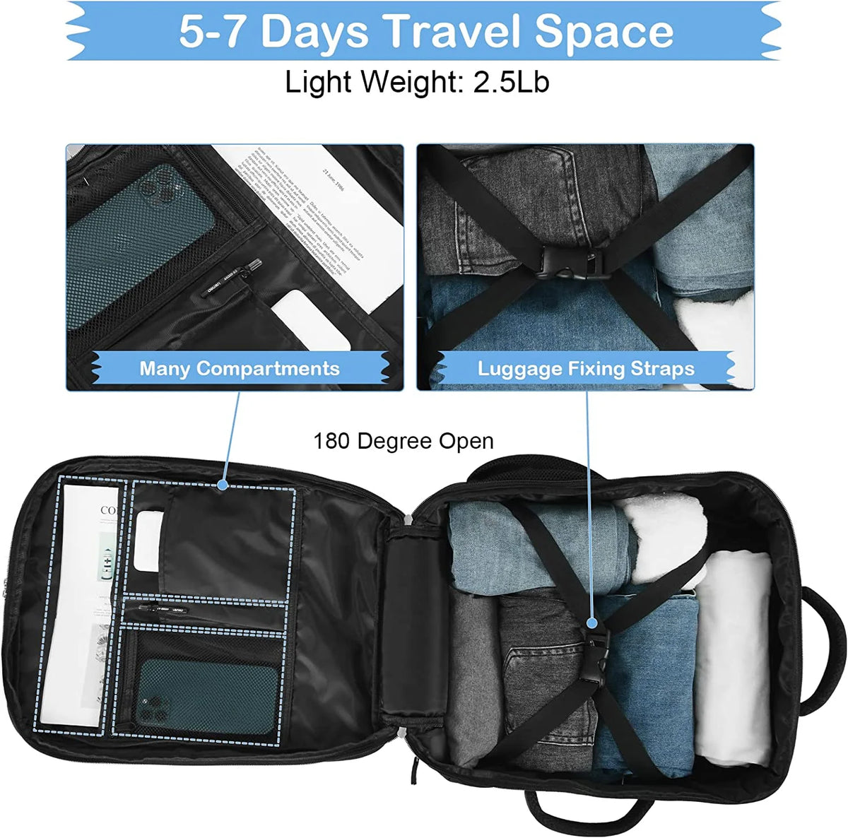 Extra Large 40L Waterproof Travel Backpack (Black) K765428