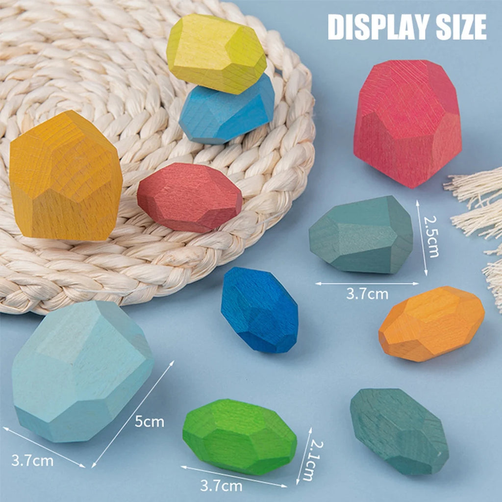 36Pcs Colorful Wooden Stacking Balancing Stone Building Blocks K1798