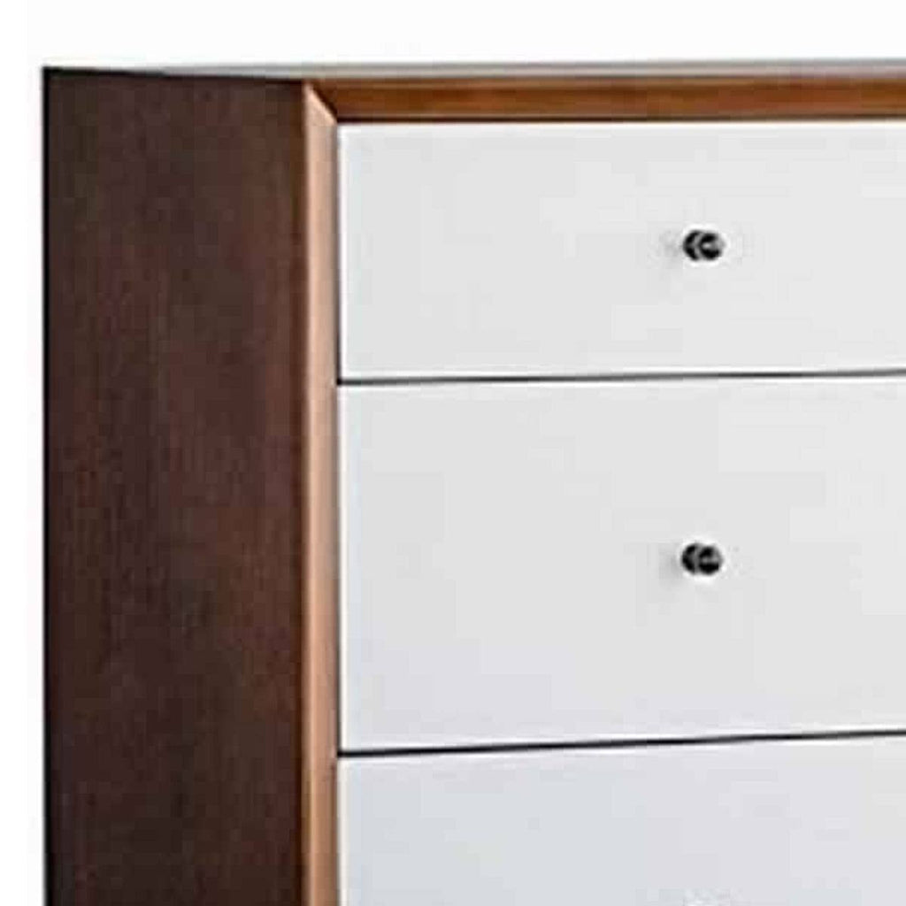 Brown and White Wooden Accent Cabinet with 3 Drawers and 1 Door H119