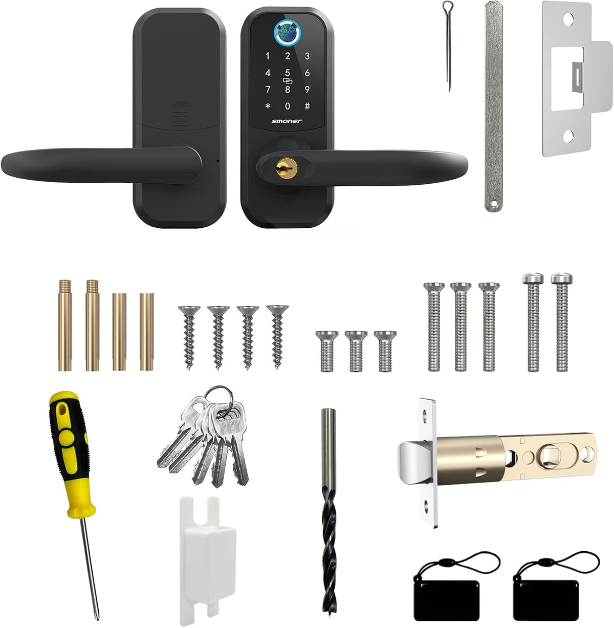 Fingerprint Door Lock with Keypad, Keyless Entry Door Lock with Handle Y35651