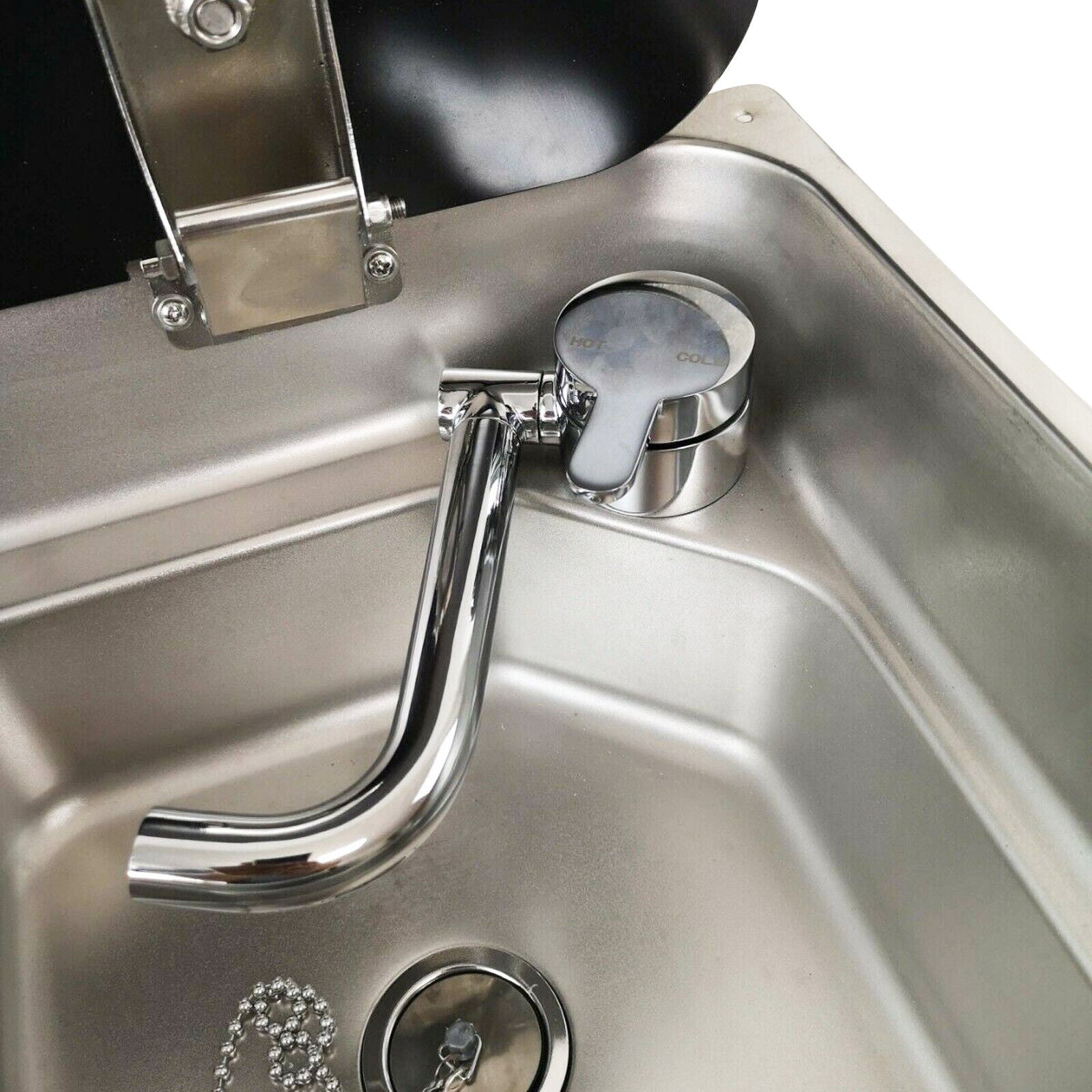 1 Burner Gas Stove Hob Sink Combo with Black Glass Lid Faucet D986
