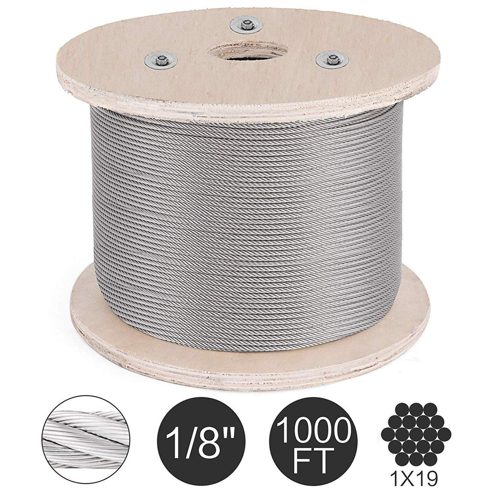 1/8 T316 Stainless Steel Cable 1x19 Wire Rope E296612