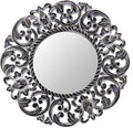 Black and White Floral Wood Wall Mounted Mirror H819916