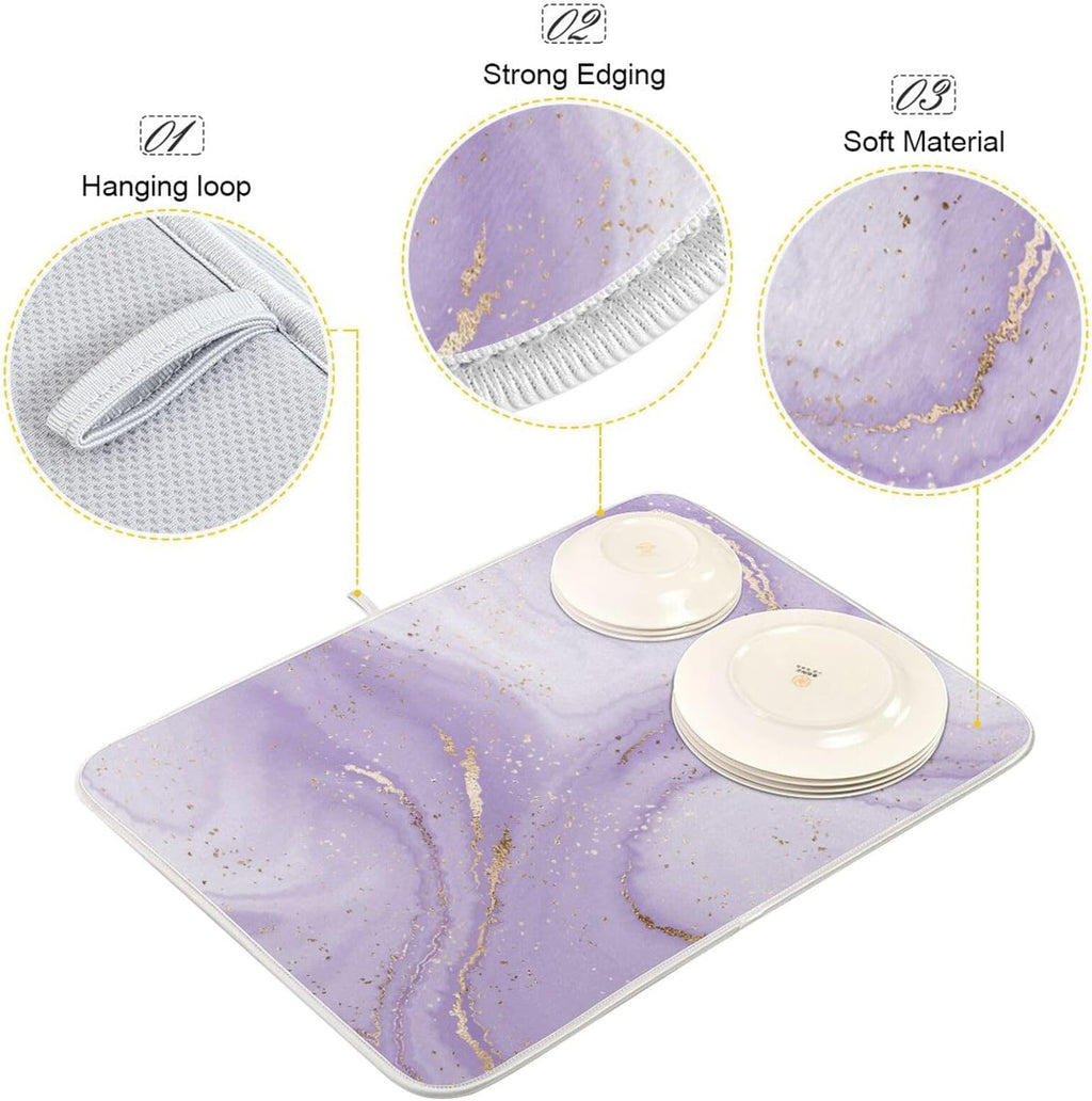 Purple Marble Ripple Dish Drying Mat, 18x24Inch C54972