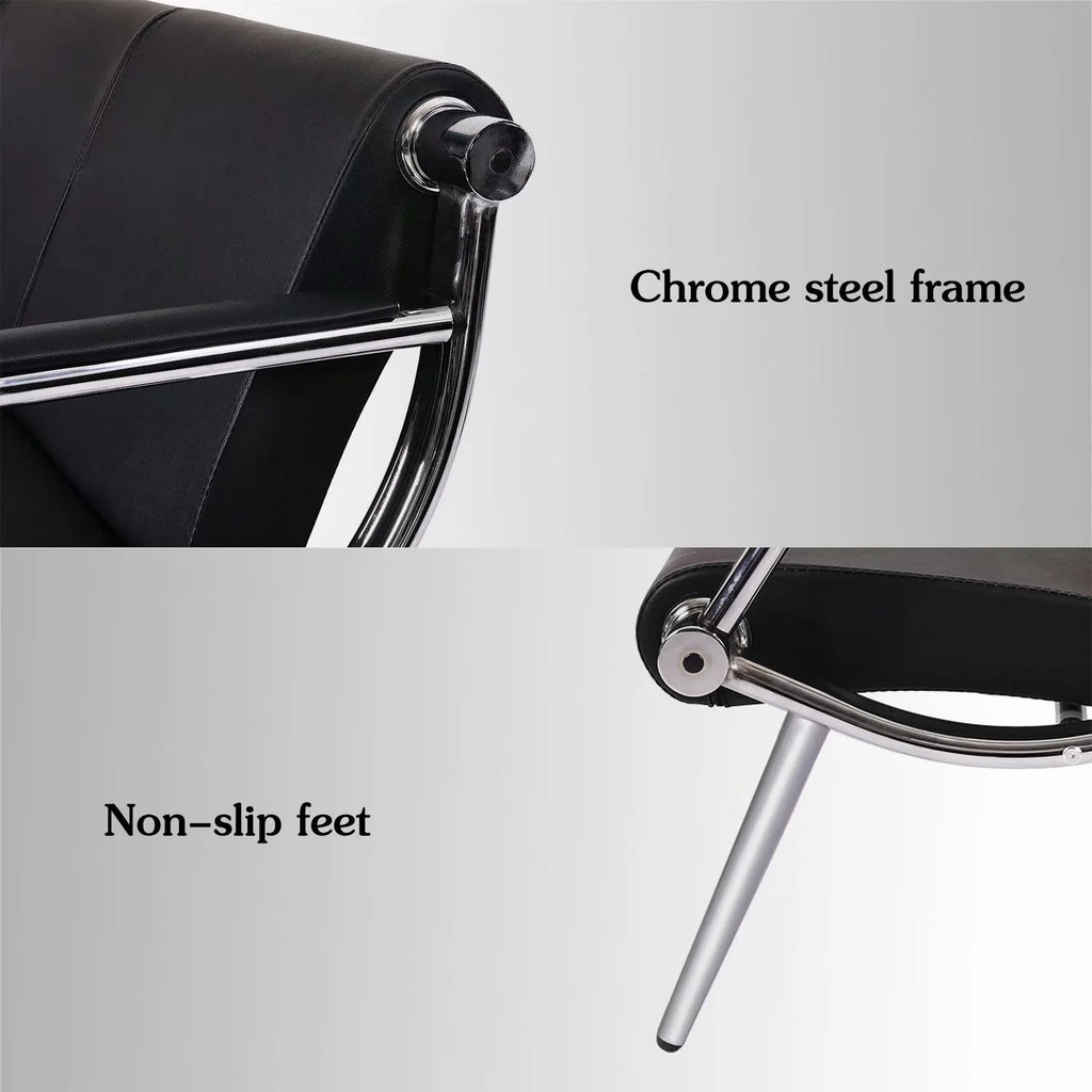 Black Steel Frame 3 Seats PU Leather Reception Bench R9605