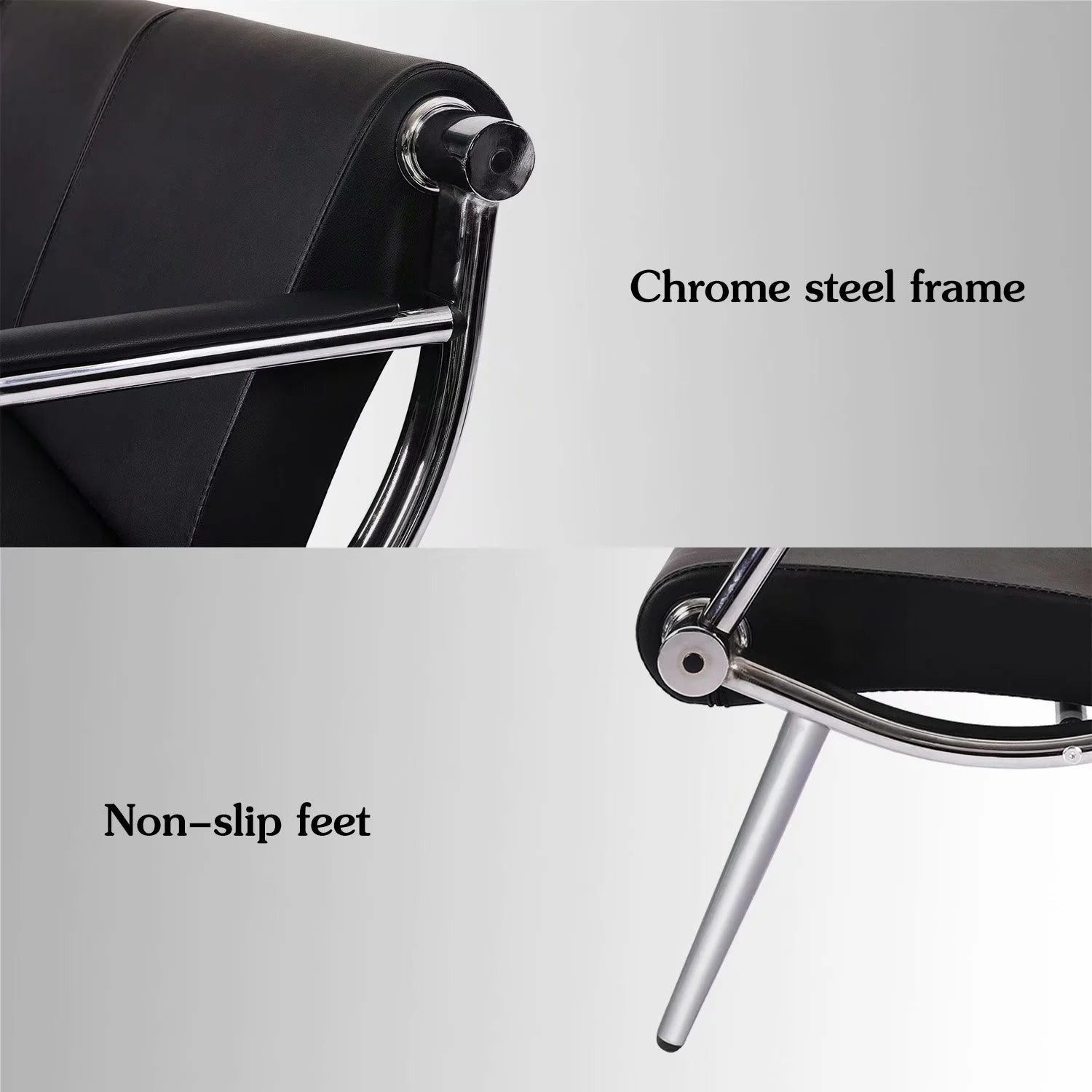 Black Steel Frame 3 Seats PU Leather Reception Bench R9605