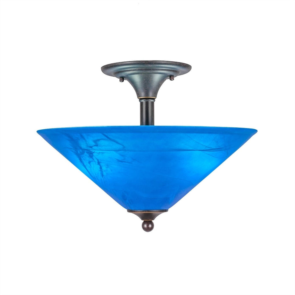 Two Light Semi-Flush Mount with Gray Linen Glass I6490