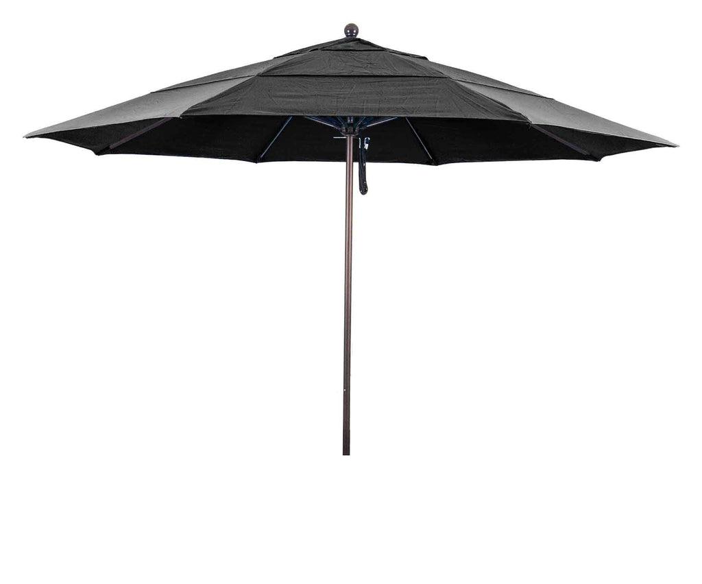 11 ft. Fiberglass Double Vent Market Umbrella - Bronze - Sunbrella Wheat, Beige Y306