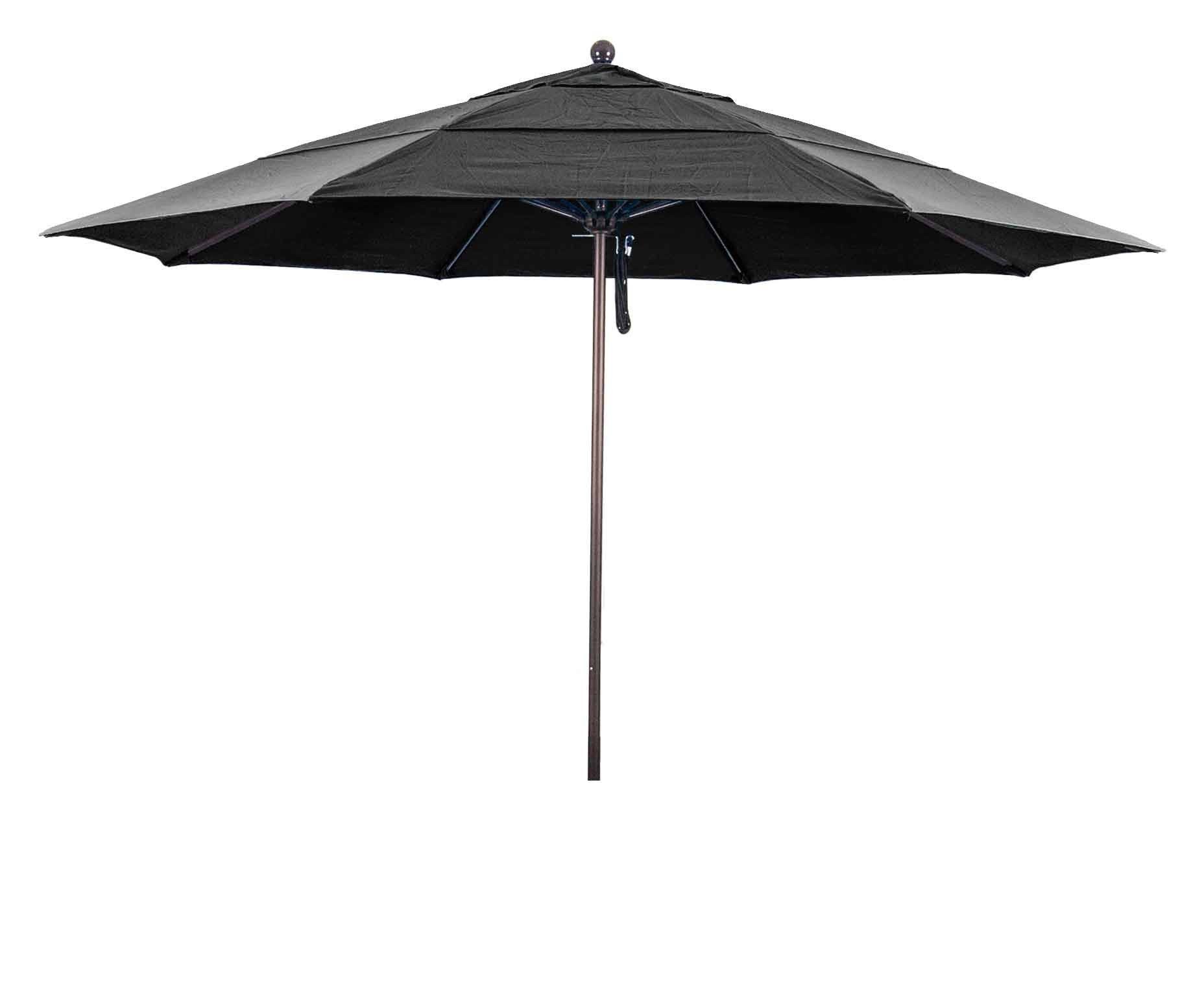 11 ft. Fiberglass Double Vent Market Umbrella - Bronze - Sunbrella Wheat, Beige Y306