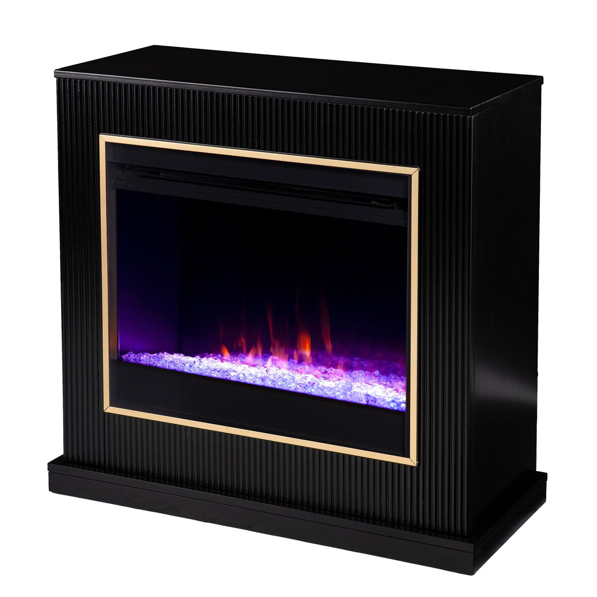 Black Wood Color Changing Fireplace V747