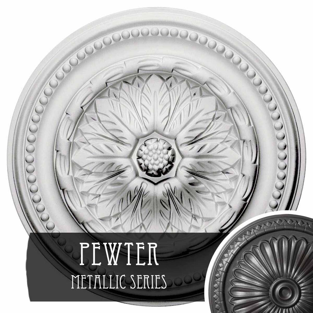 15 3/4 inch x 1 7/8 inch Ceiling Medallion Hand-Painted Pewter O6847
