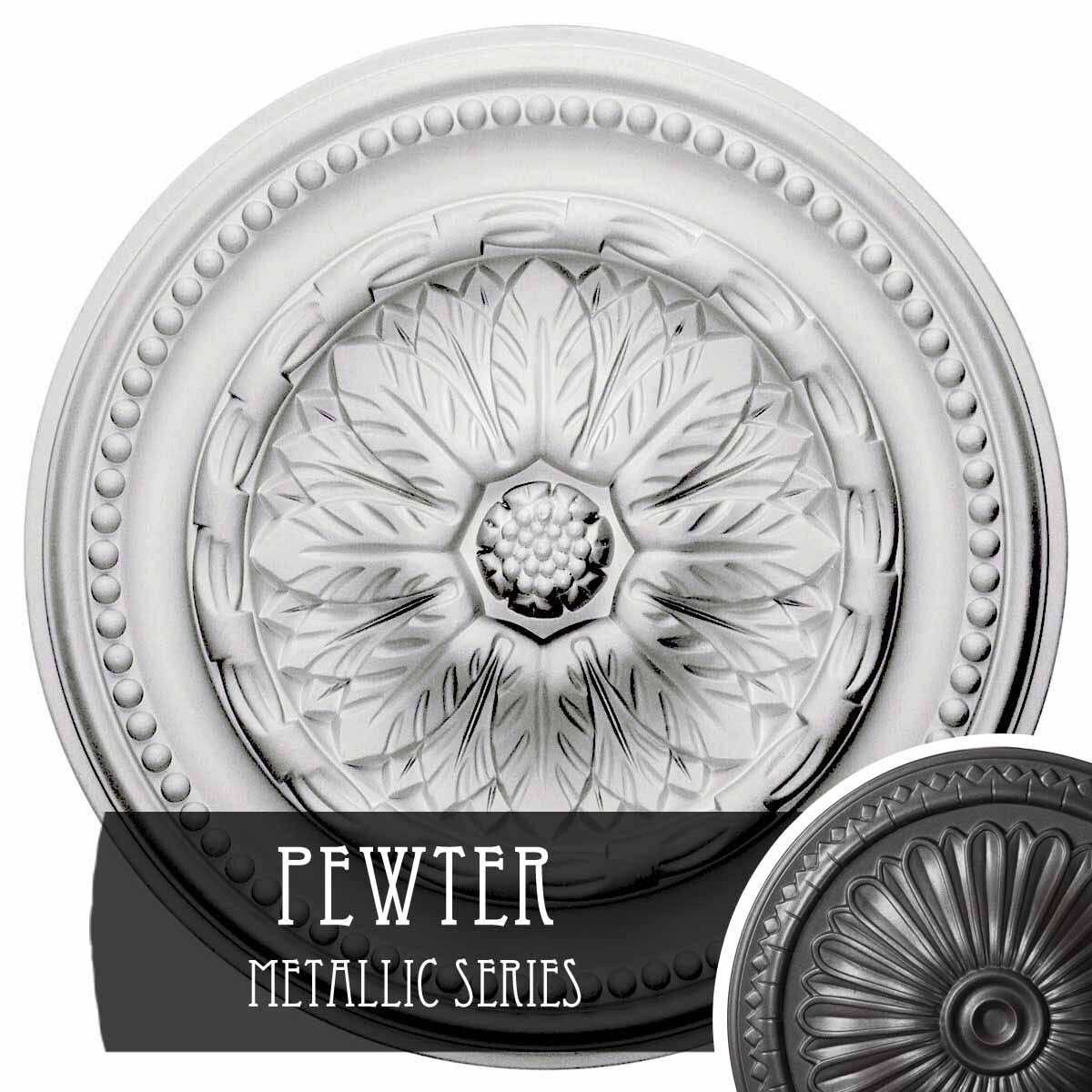 15 3/4 inch x 1 7/8 inch Ceiling Medallion Hand-Painted Pewter O6847