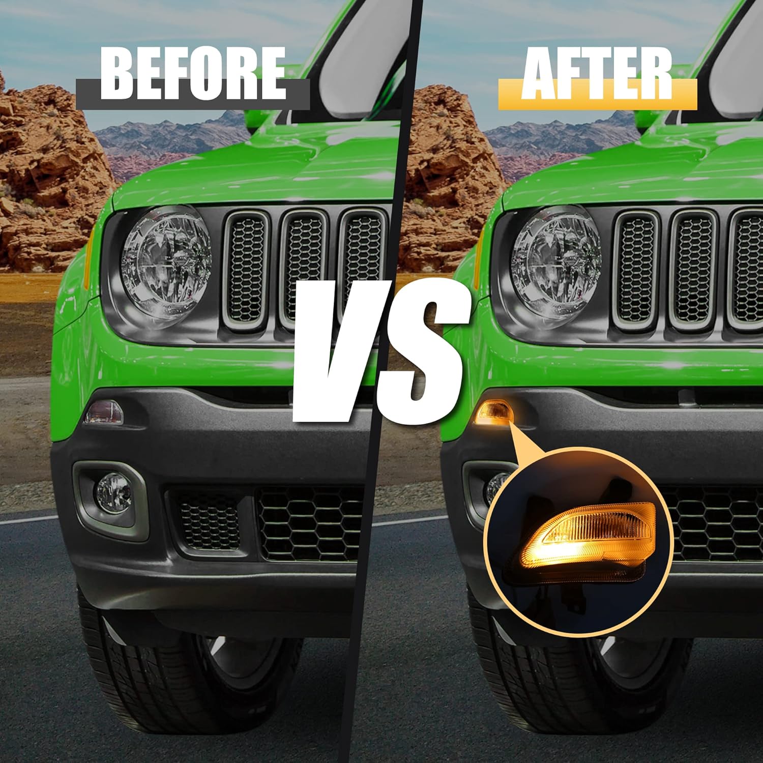 Passenger Side Front Signal Light for Jeep Renegade 2015-2018 Pack of 2 D202