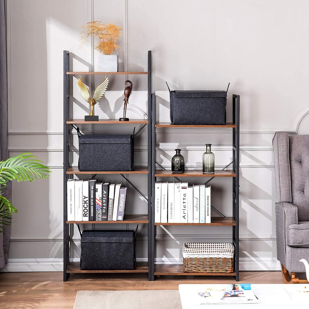 5 Tier Tall Bookshelf Bookcase, Brown Y270