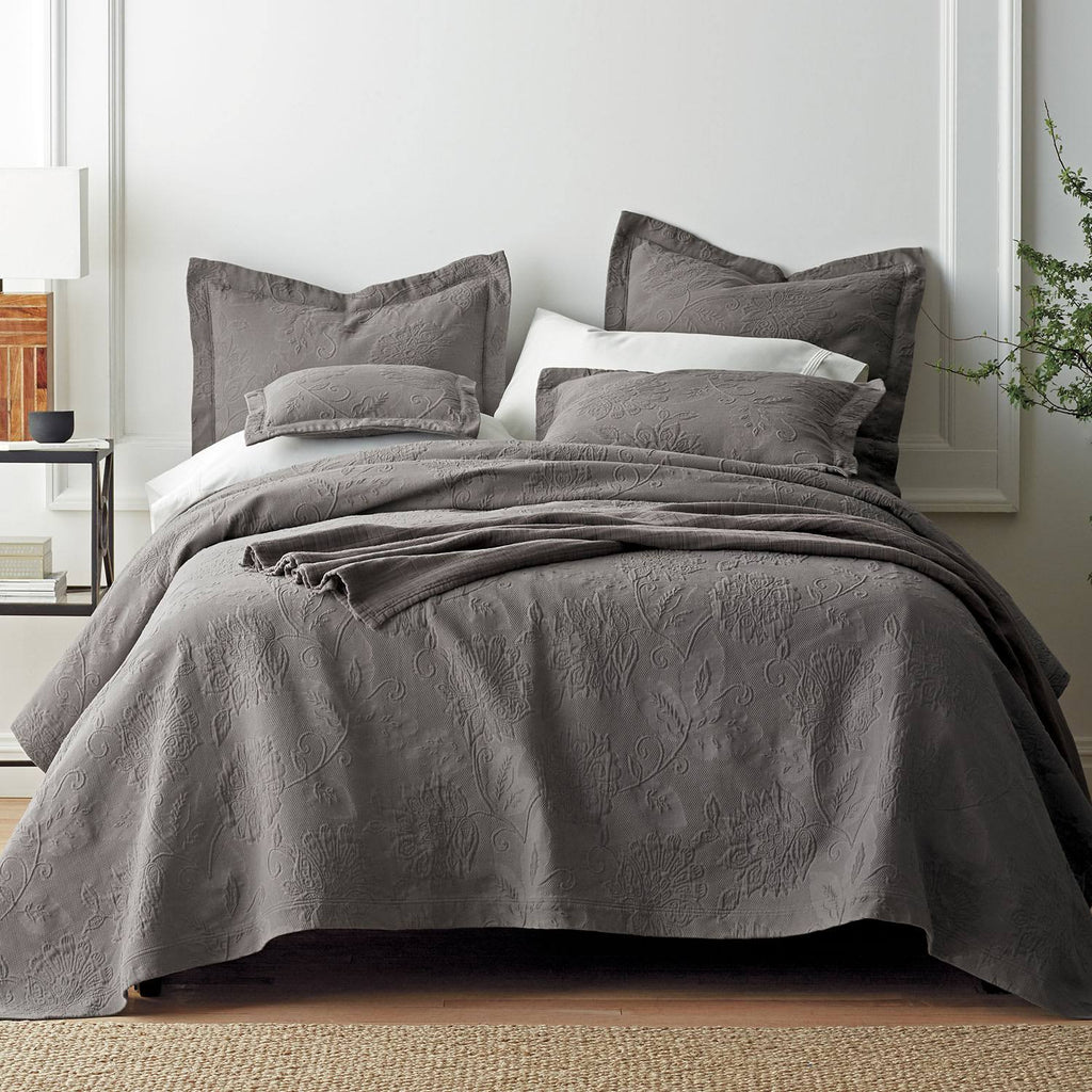 Full Cotton Matelasse Coverlet in Dark Gray I7309