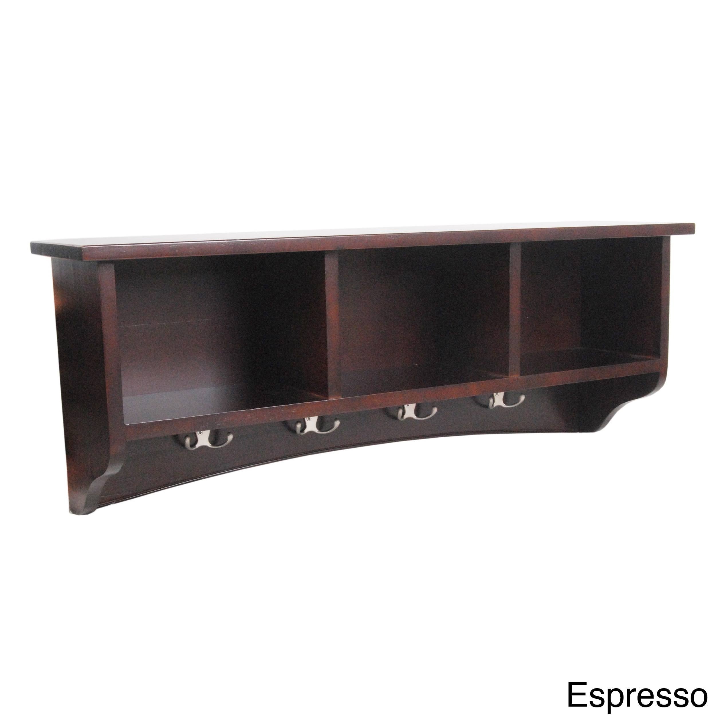 Espresso Coat Hooks with Storage S42920