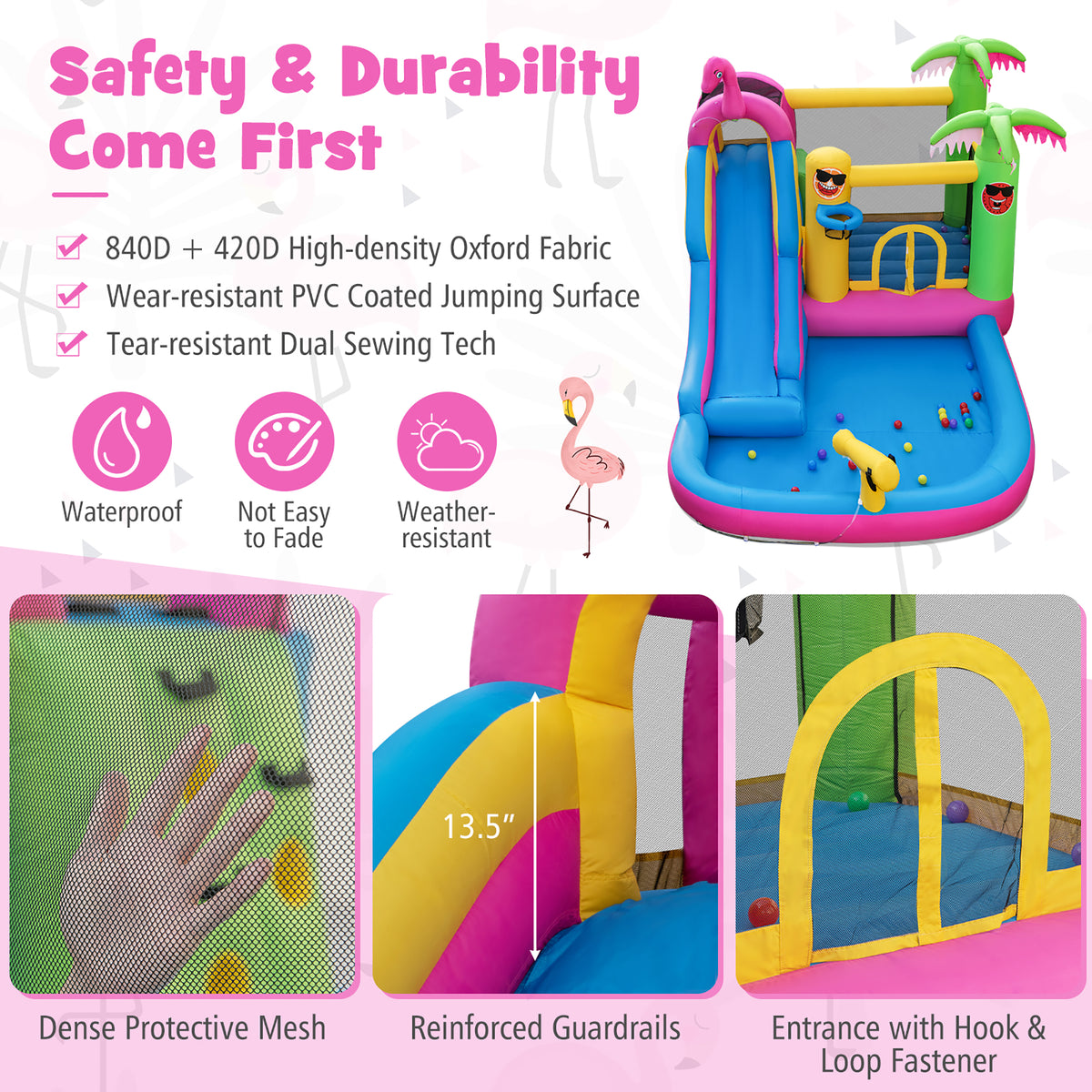 Tropical Inflatable Bounce Castle with Ocean Ball and 735W Blower H499