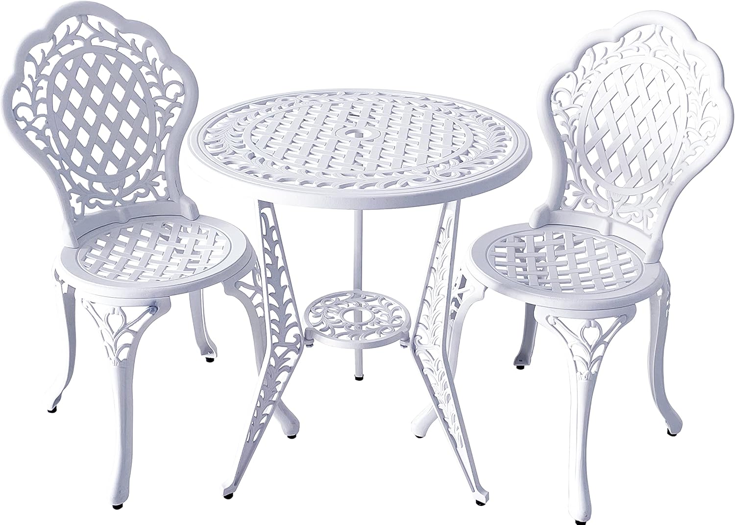 3 Pieces Cast Aluminum White Bistro Set with Round Table M310910