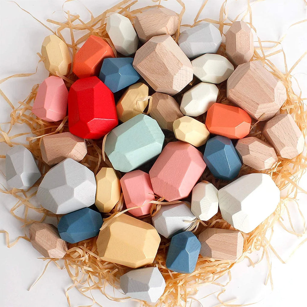 36Pcs Colorful Wooden Stacking Balancing Stone Building Blocks K1798