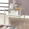 Chrome Glass-Top End Table with Glass Shelf J7441