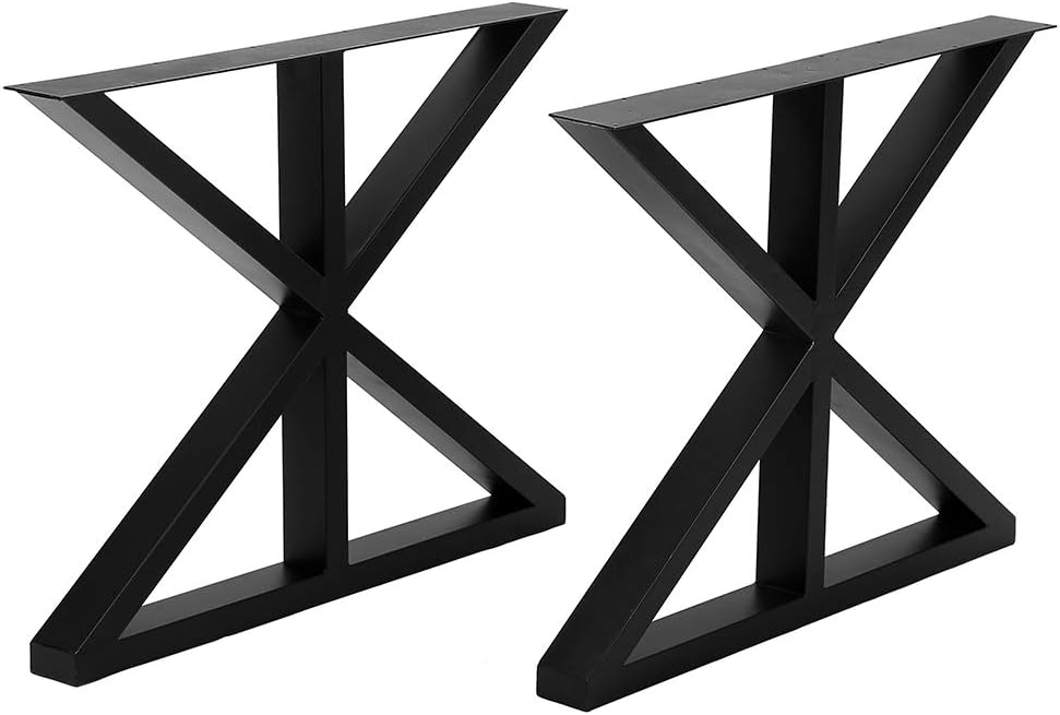 Industrial Black Cast Iron Square Tube Desk Legs 2 Pcs P38059