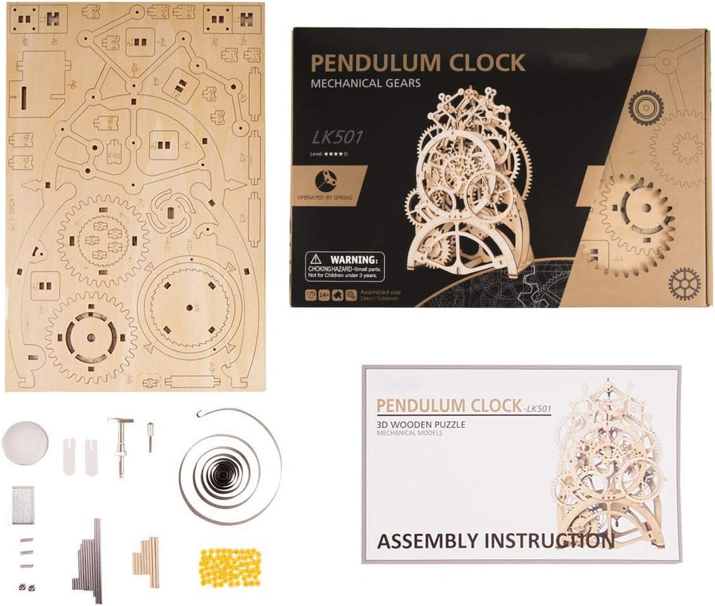 Pendulum Clock 3D Wooden Puzzle DIY Model Building Kit Q7156