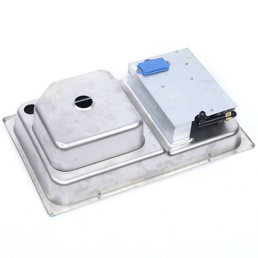 1 Burner Gas Stove Hob Sink Combo with Black Glass Lid Faucet D986