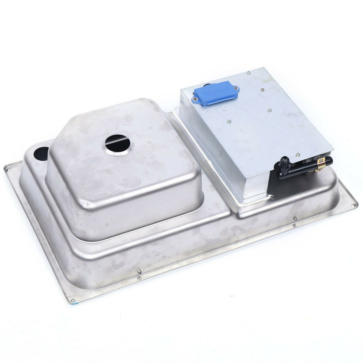 1 Burner Gas Stove Hob Sink Combo with Black Glass Lid Faucet D986