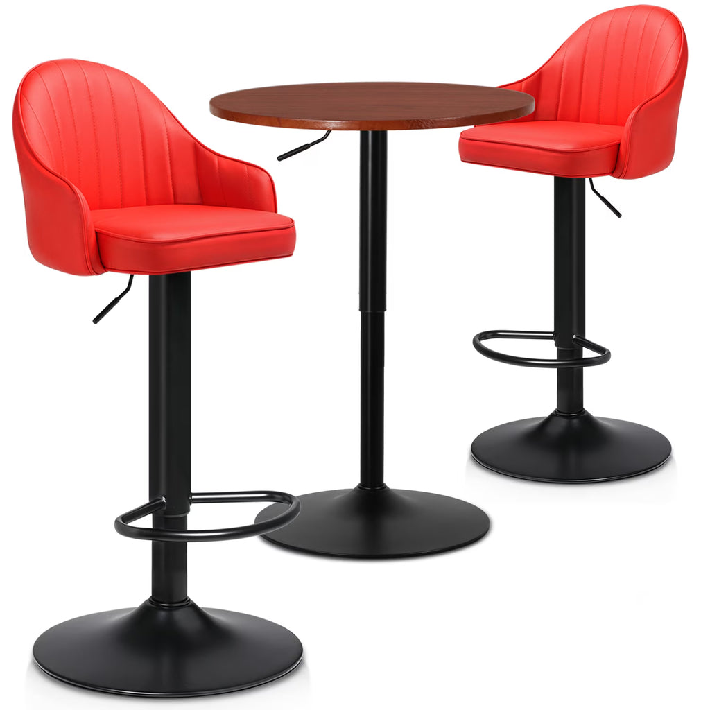 3 Pieces Bar Table and Chair Set with PU Leather Bar Stools N8184