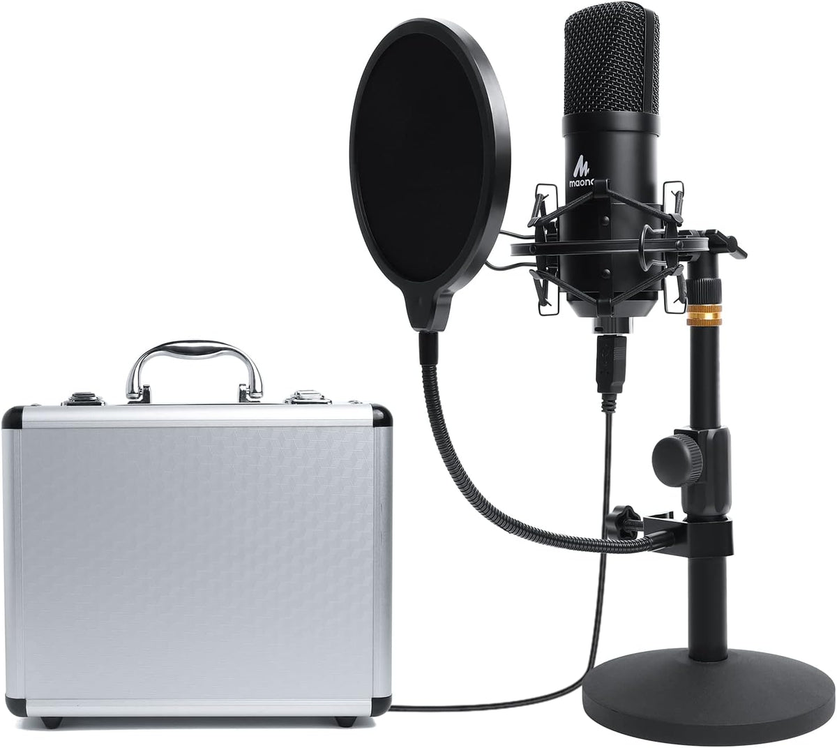 USB Condenser Microphone Kit with Aluminum Organizer Storage Case, Pack of 2 O3080